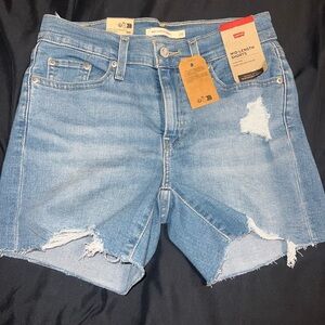 Levi's Blue Denim Mid-Rise Shorts